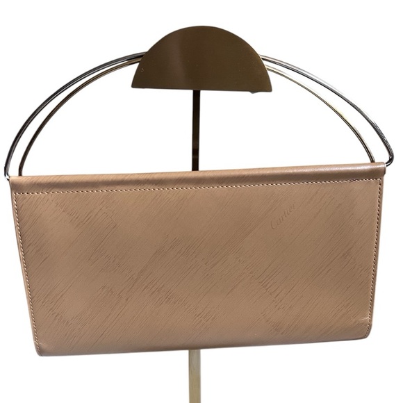 Authentic Cartier Trinity Beige Leather Double Handle Clutch Bifold Wallet - Picture 14 of 15